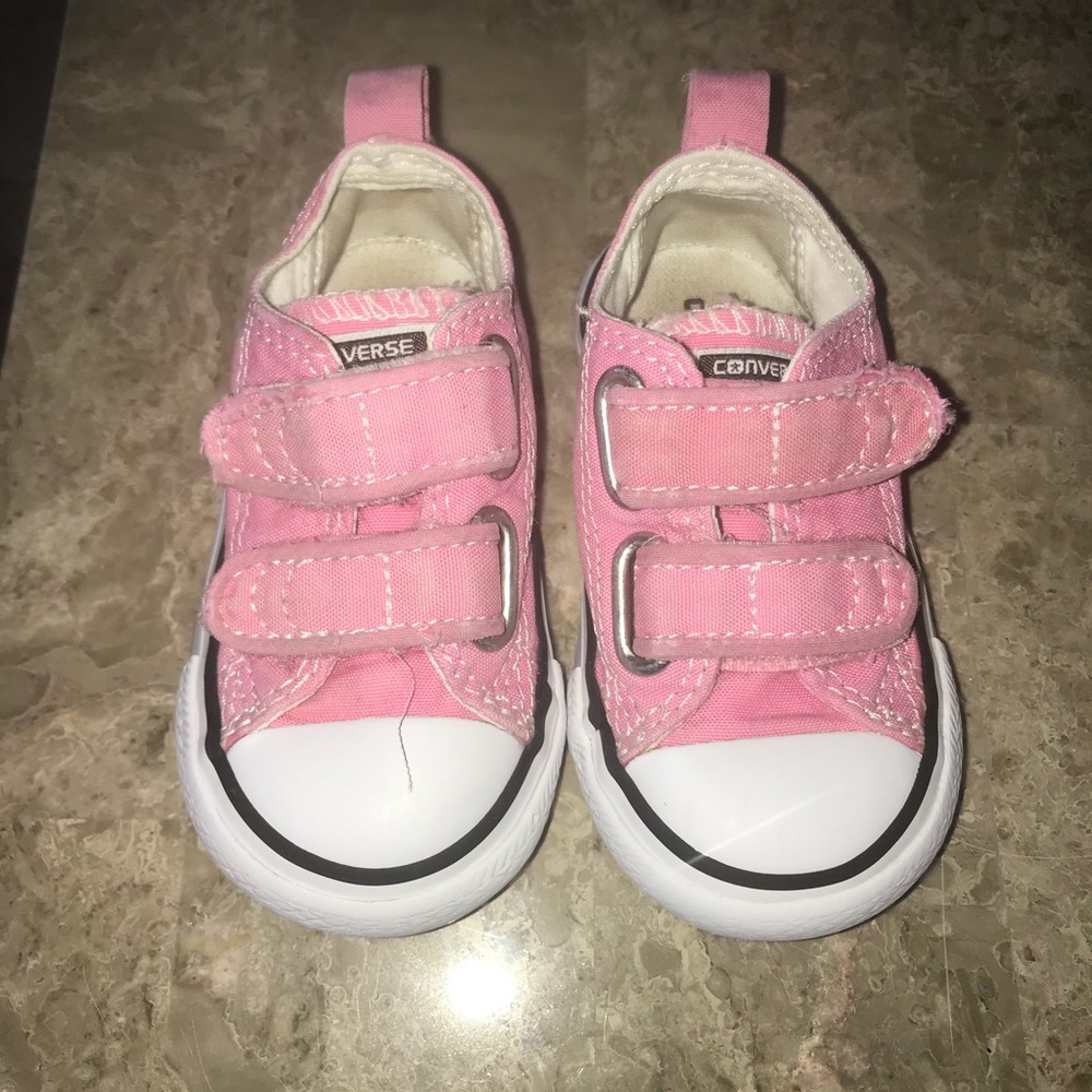 Pink converse toddler girl with Velcro size 5